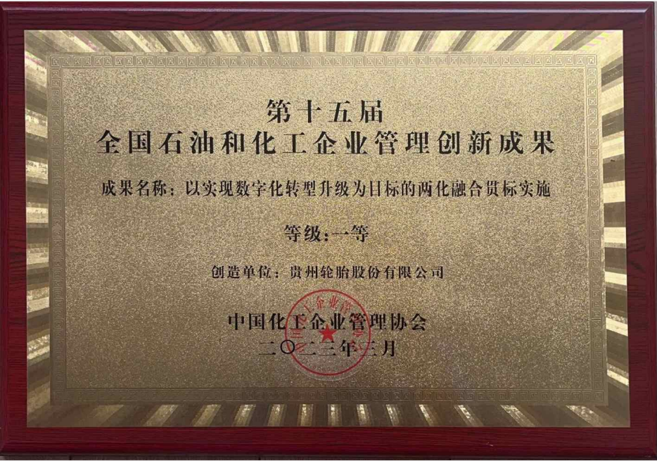 第十五届天下石油和化工企业治理立异效果一等奖（以实现数字化转型升级为目的的两化融合贯标实验）